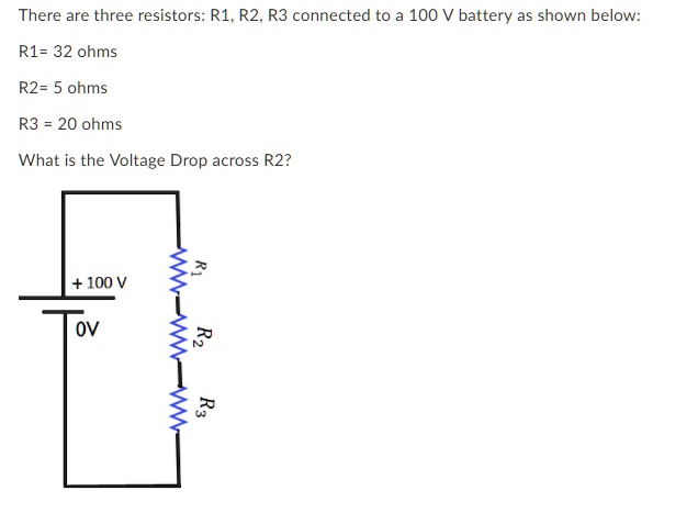 There are three resistors: R1; R2, R3 connected t0 100 V battery as ...