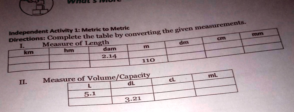 Table cm clearance mm dm