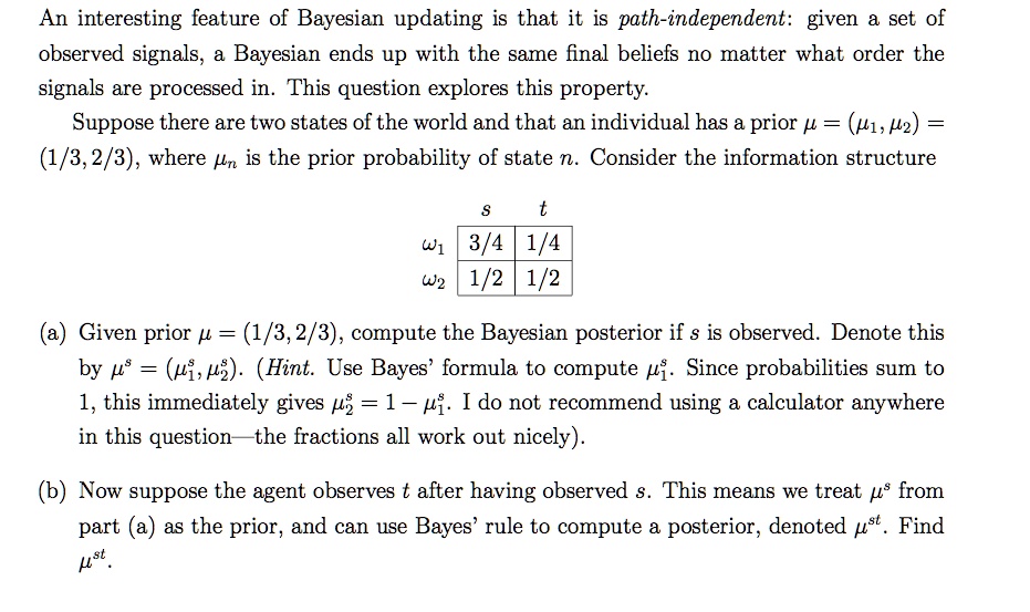 an interesting feature of bayesian updating is that it is path ...