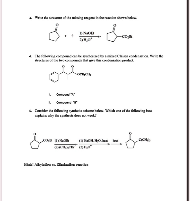 SOLVED: Write the structure of the missing reagent in the reaction ...