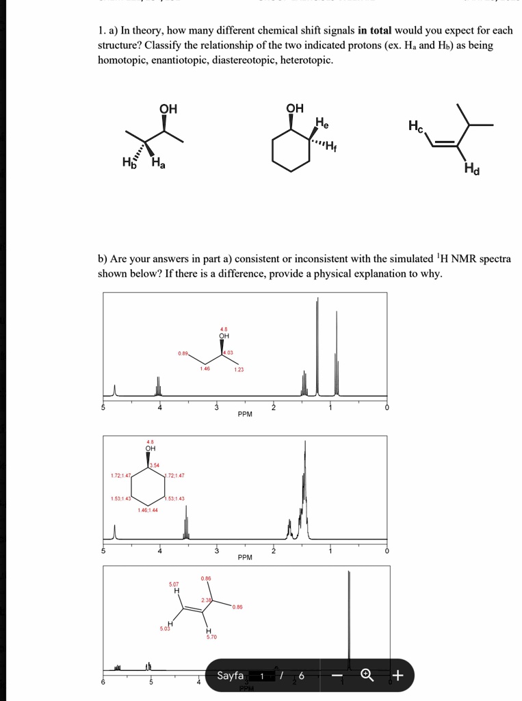 [GET ANSWER] 1 a in theory how many different chemical shift signals in ...