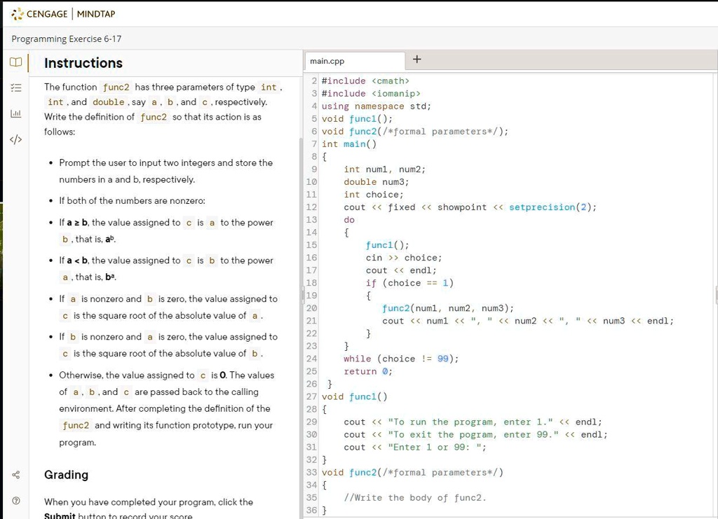 C++ ASSIGNMENT CENGAGE MINDTAP Programming Exercise 6-17 Instructions ...