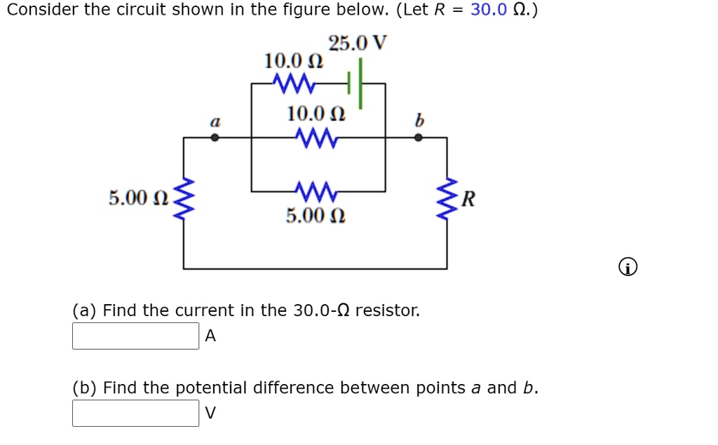 SOLVED: Consider the circuit shown in the figure below. (Let R 30.0 Q ...