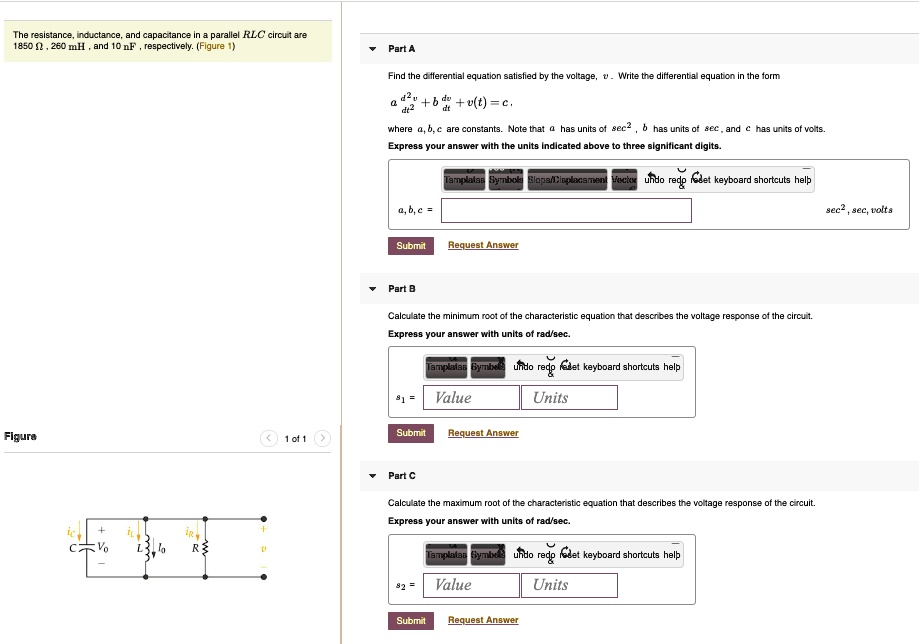 SOLVED The resistance, inductance, and capacitance in a parallel RC