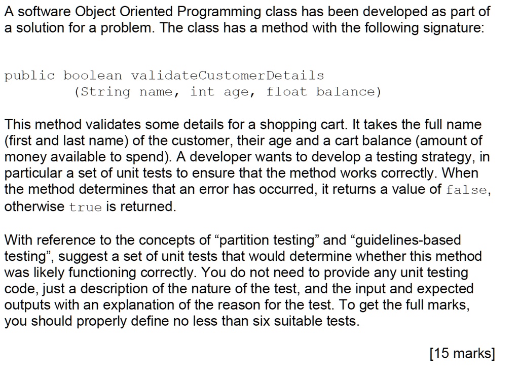 SOLVED: A software Object-Oriented Programming class has been developed ...