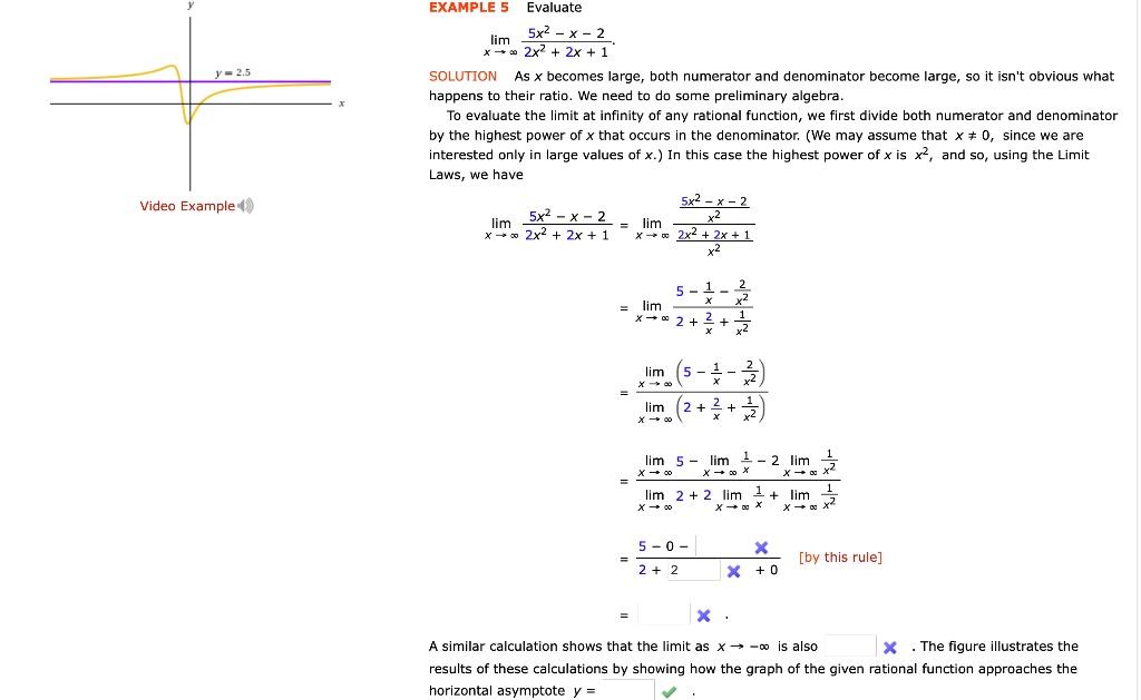 SOLVED: Example 5: Evaluating a Rational Function at Infinity To ...