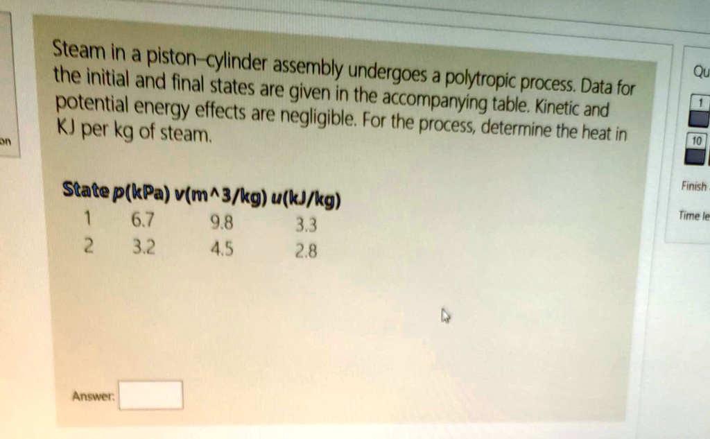 SOLVED Steam in a pistoncylinder assembly undergoes a polytropic