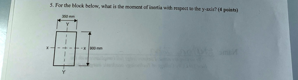 5. For the block below, what is the moment of inertia with respect to the y-axis? (4 points)
350 mm
X
- x 900 mm
Y