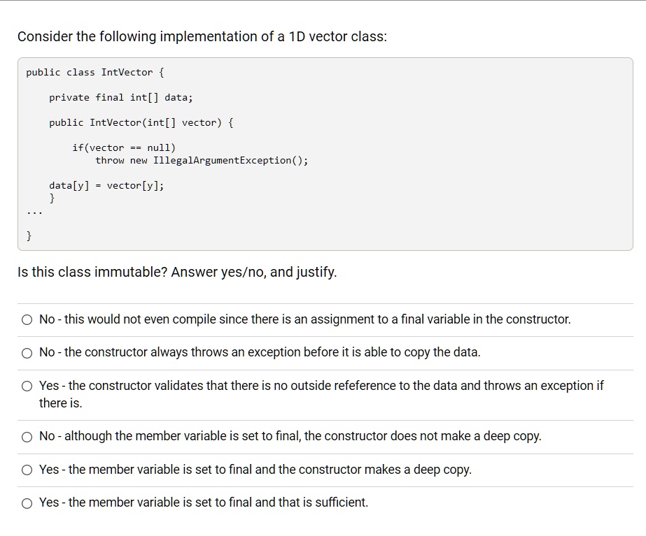 The question is in the following picture. Consider the following