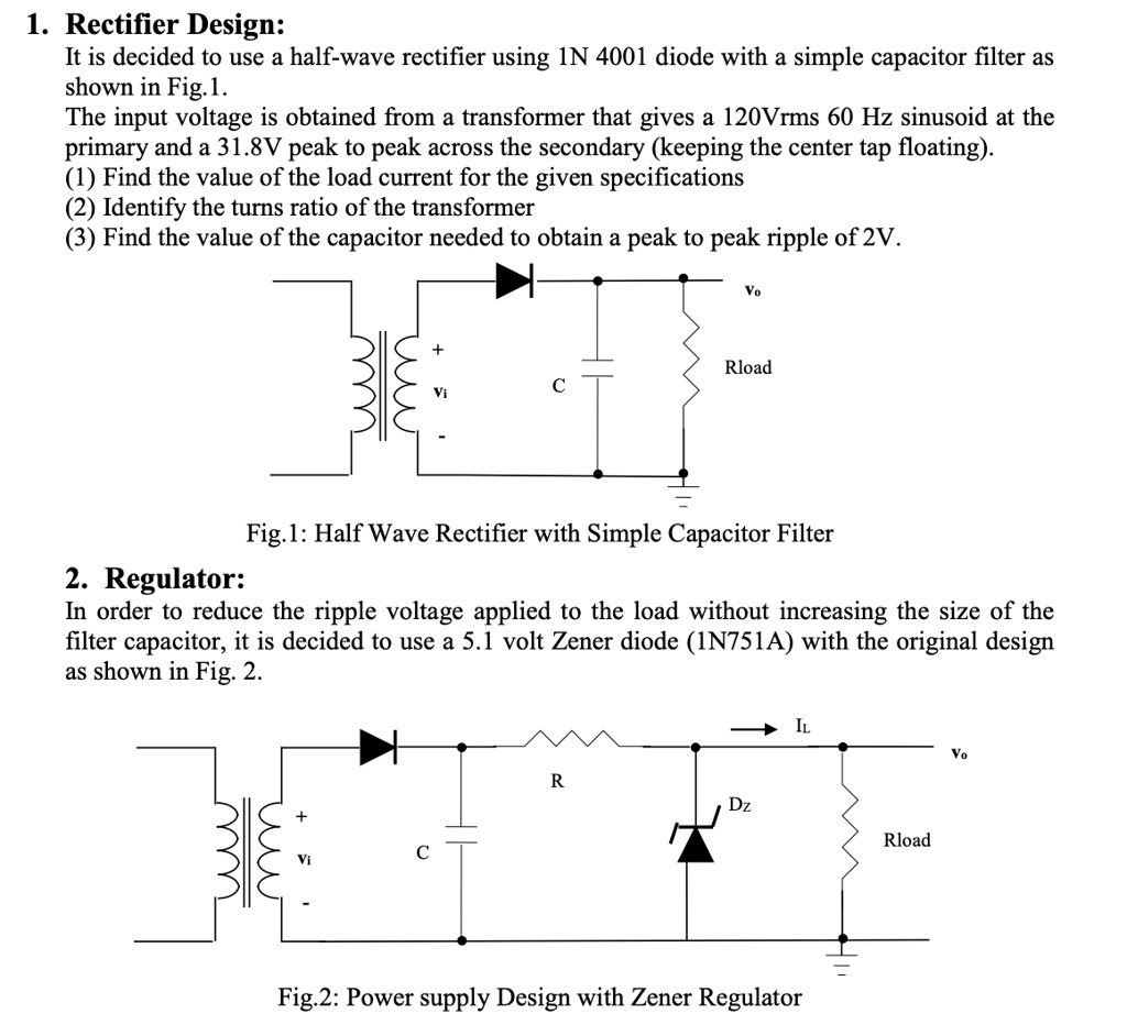 1 rectifier design it is decided to use a half wave rectifier using 1n ...