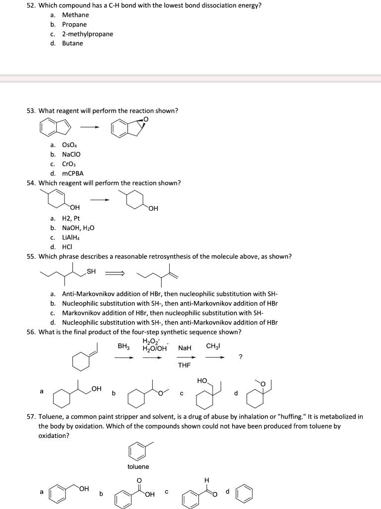 Solved: Which Compound Has C-h Bond With The Lowest Bond Dissociation 