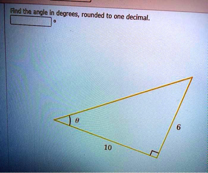 find the angle in degrees rounded to one decimal 10 51806