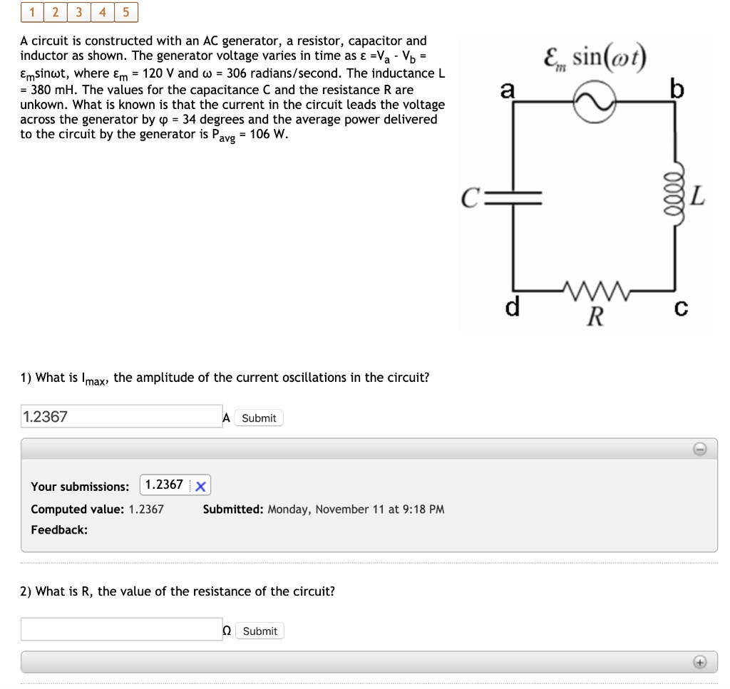 SOLVED A circuit is constructed with an AC generator, a resistor
