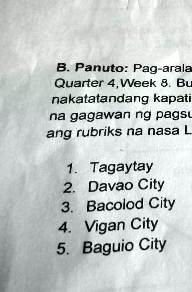 Panuto Pag Aralan Ang Mga Pamantayan Sa Pagsulat Ng Script Na Salik Ng