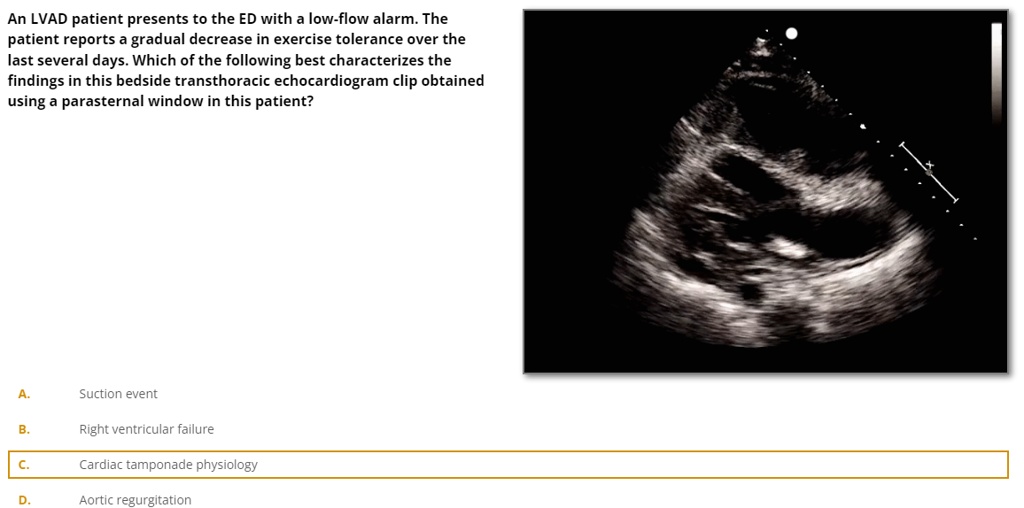 SOLVED: An LVAD patient presents to the ED with a low-flow alarm. The