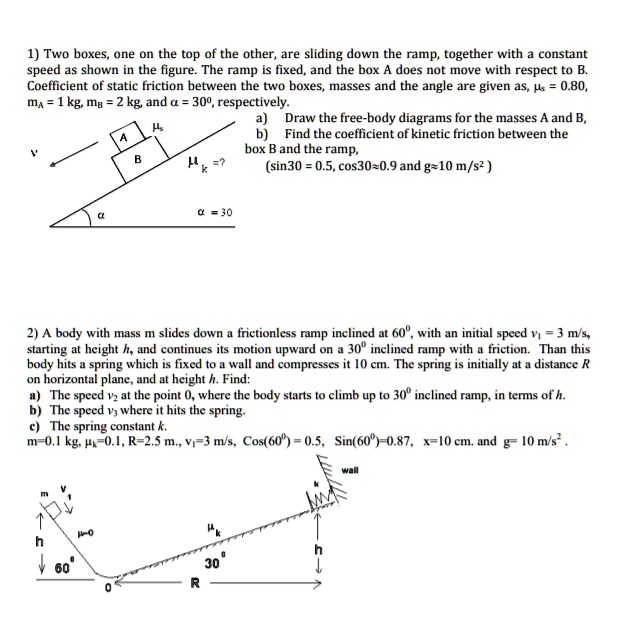 SOLVED:1) Two boxes one On the top of the other; are sliding down the ...