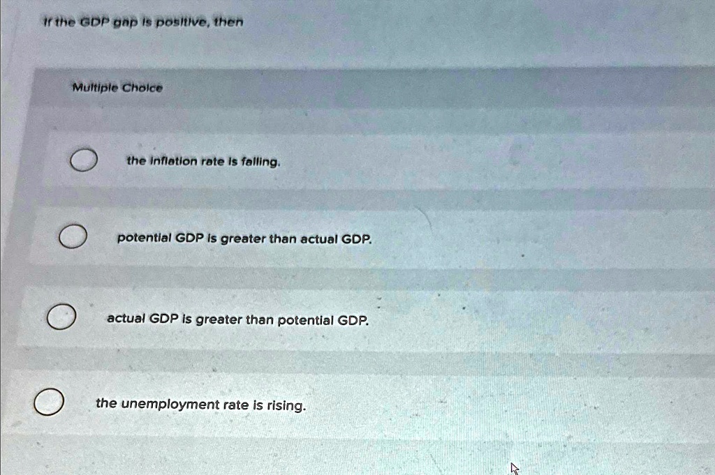 solved inflation means: multiple choice a decrease in... SOLVED: If the GDP gap is positive, then Multiple choice the inflation ...