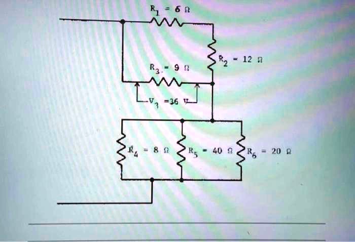 R? = 6 ?
R? = 12 ?
R? = 9 ?
V? = 36 V
R? = 8 ?
R? = 40 ?
R? = 20 ?