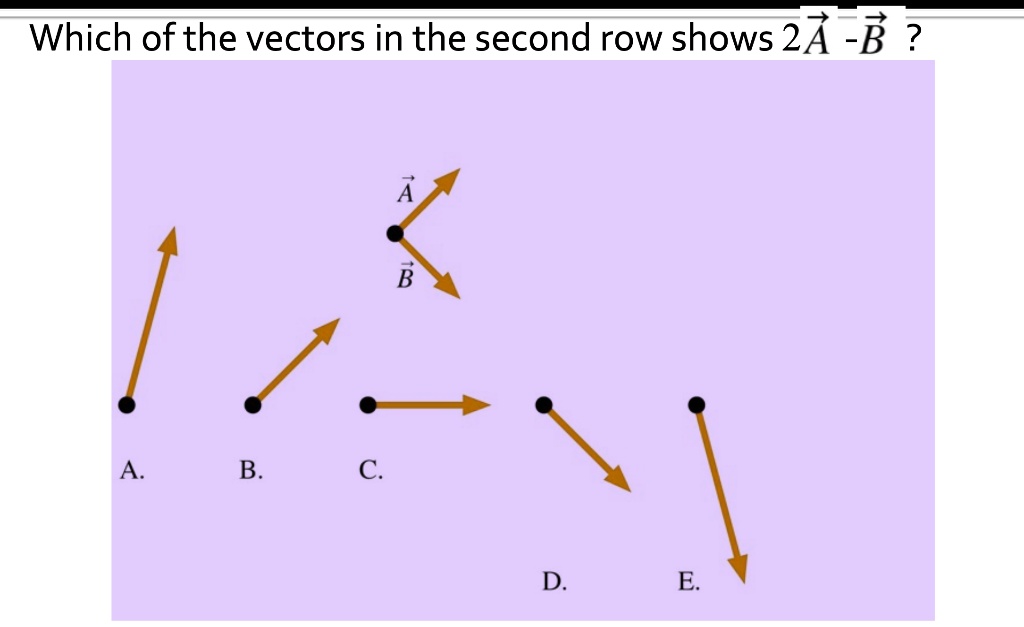 SOLVED Which of the vectors in the second row shows 2A B 2 B B. D E