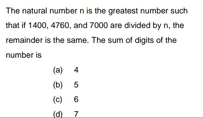 The natural number n is the greatest number such that if 1400,4760 ...