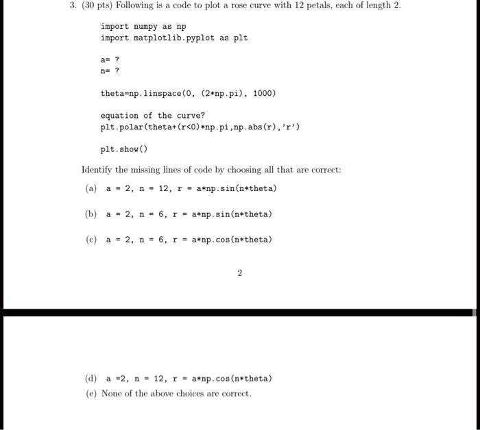 SOLVED:(30 pta) Following cule T0 plot T CI with 12 petals, each of ...