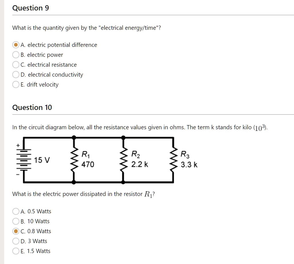 SOLVED: Question 9 What is the quantity given by the "electrical energy ...