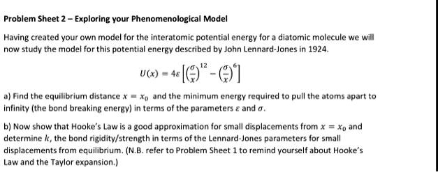 SOLVED: Problem Sheet 2: Exploring your Phenomenological Model Having ...