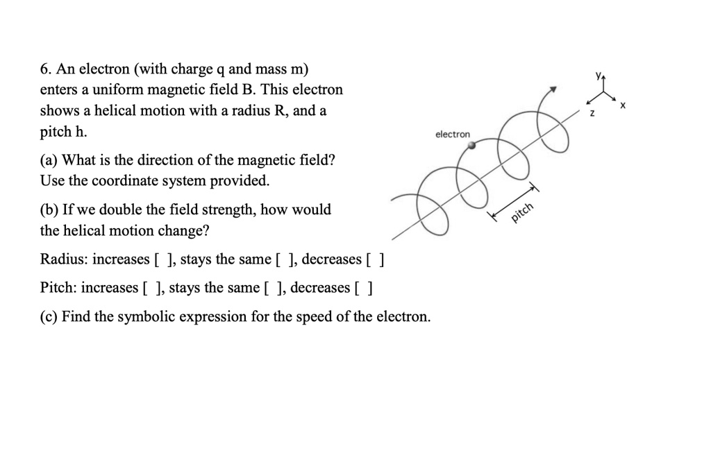 SOLVED An electron (with charge q and mass m) enters a uniform