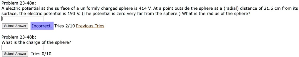 SOLVED: Problem 23-48a: The electric potential at the surface of a ...