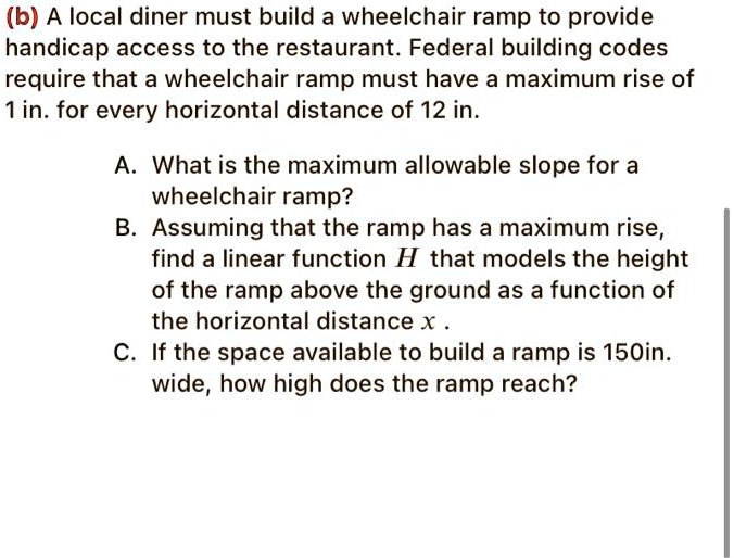 SOLVED (b) A local diner must build a wheelchair ramp to provide