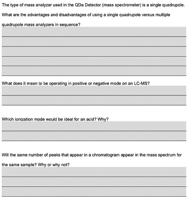SOLVED The type of mass analyzer used in the QDa Detector (mass