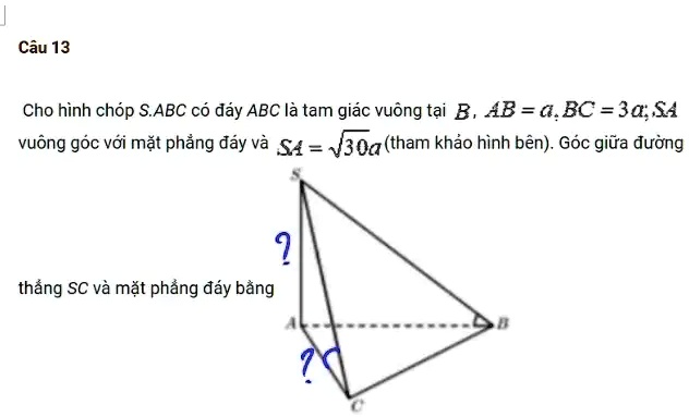 SOLVED: CÃ¢u 13 Cho HÃ¬nh ChÃ³p SABC CÃ³ Ä‘Ã¡y ABC LÃ Tam GiÃ¡c VuÃ´ng ...