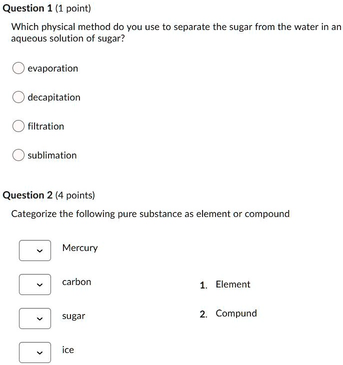 SOLVED Question 1 (1 point) Which physical method do you use to