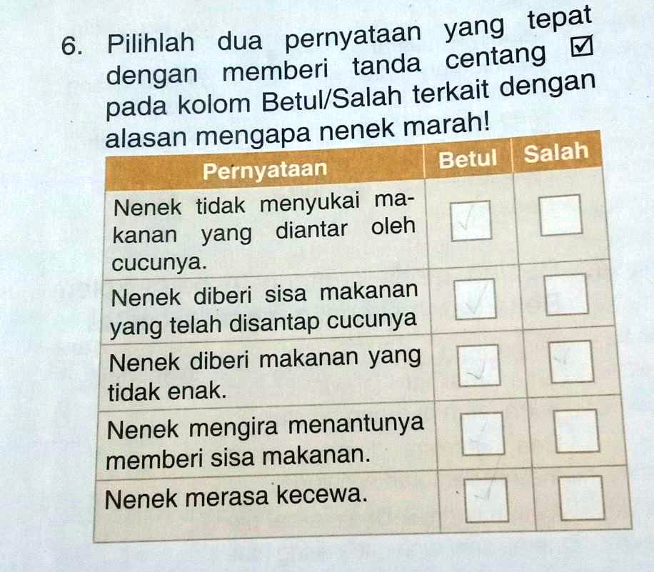 SOLVED: Pilihlah Dua Pernyataan Yang Tepat Dengan Memberi Tanda Centang ...