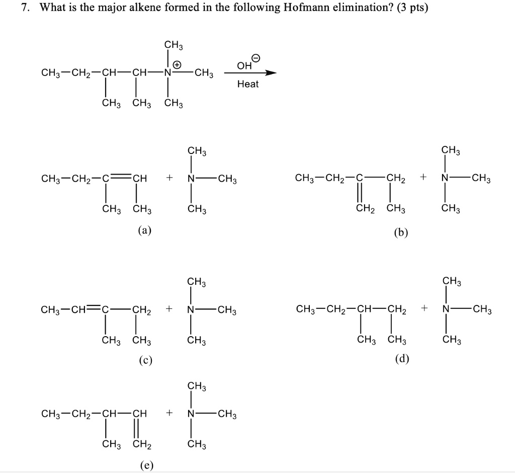 SOLVED: What is the major alkene formed in the following Hofmann ...