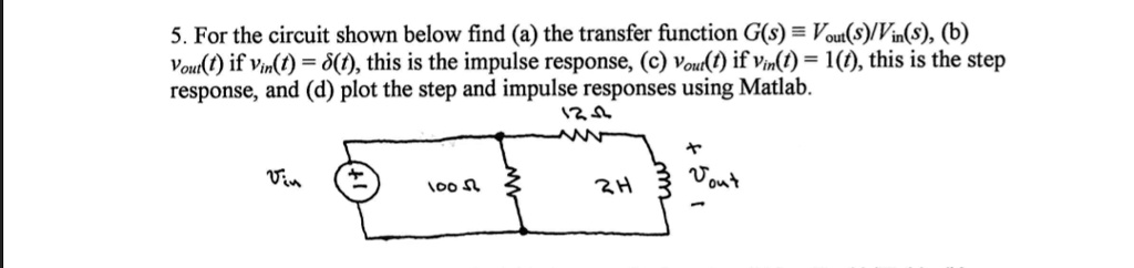 SOLVED: 5. For The Circuit Shown Below, Find (a) The Transfer Function ...