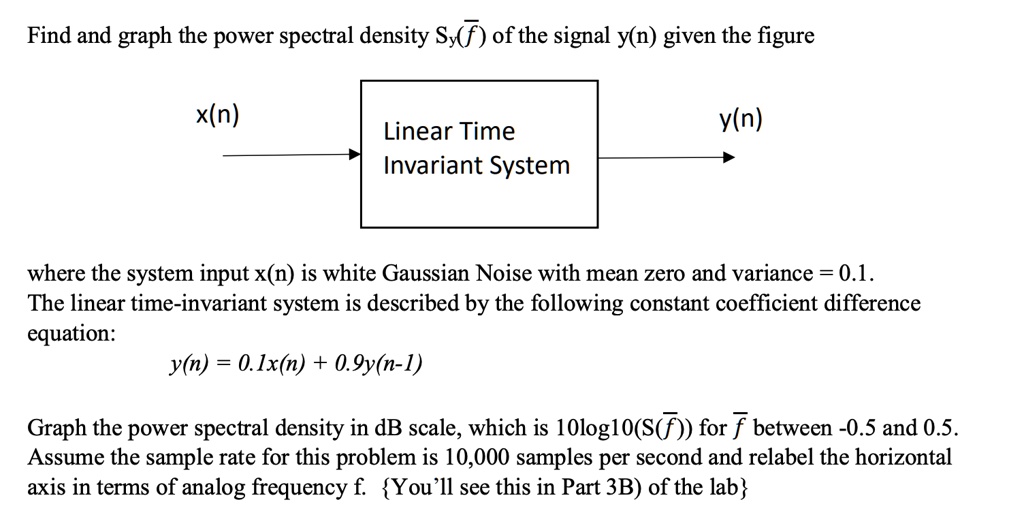 SOLVED: Find and graph the power spectral density Sy(f) of the signal y ...
