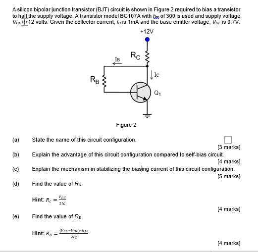 SOLVED A silicon bipolar junction transistor (BJT) circuit is shown in
