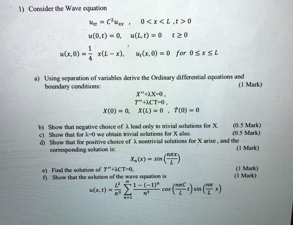 Solved Consider The Wave Equation Ut C2uxx 0 0 Ux0 1 Xl X Utx0 0 0 2383