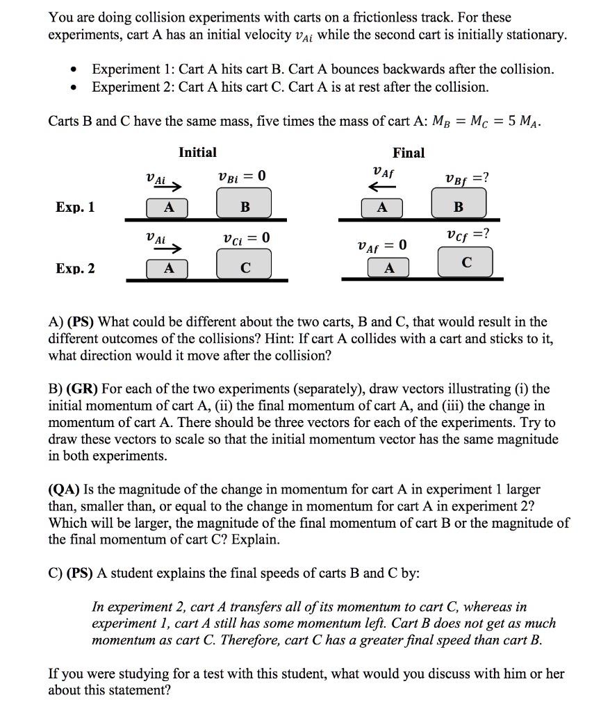 SOLVED You are doing collision experiments with carts on a