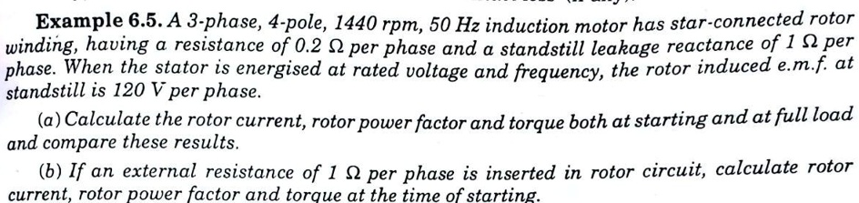 SOLVED: Example 6.5: A 3-phase, 4-pole, 1440 rpm, 50 Hz induction motor ...