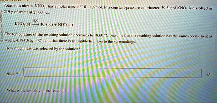 Solved Texts How Much Heat Was Released By The Solution What Is The Enthalpy Of The Reaction 1909