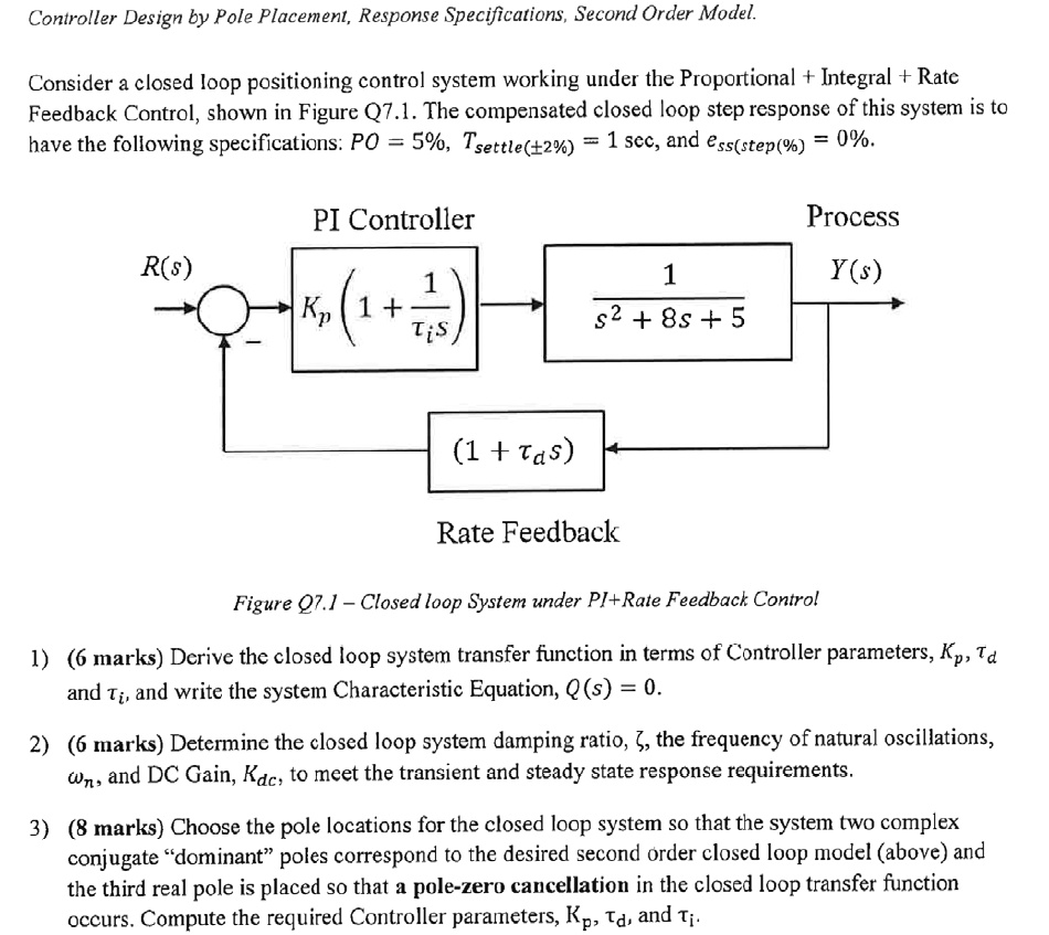 Controller Design by Pole Placement, Response Specifications, Second ...