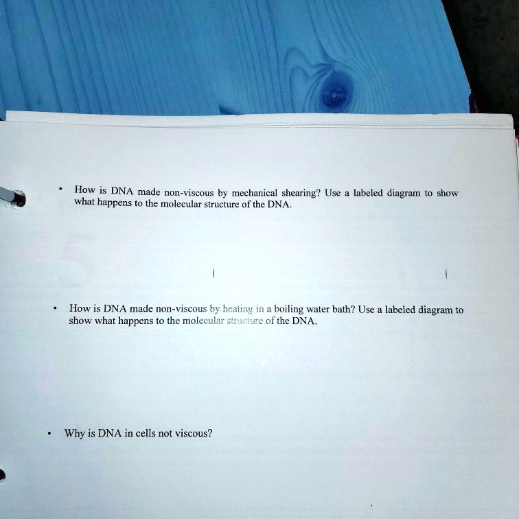 SOLVEDHow is DNA made nonviscous by mechanical shearing? Use labeled diagram to show what