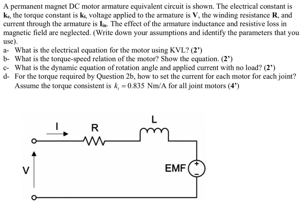 SOLVED A permanent DC motor armature equivalent circuit is shown. The electrical