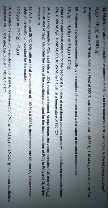 Solved Vaiuat 2 Temperature 8 Nz G Hl Atm And H 8 Ulh 0 050 2no G Of The Equilibrium 8 V Pouedoud L Atm 18 Zon W 1 1l 8 Equilibrium Constant For The