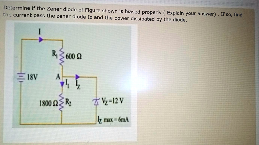 SOLVED Determine if the Zener diode of Figure shown is biased the