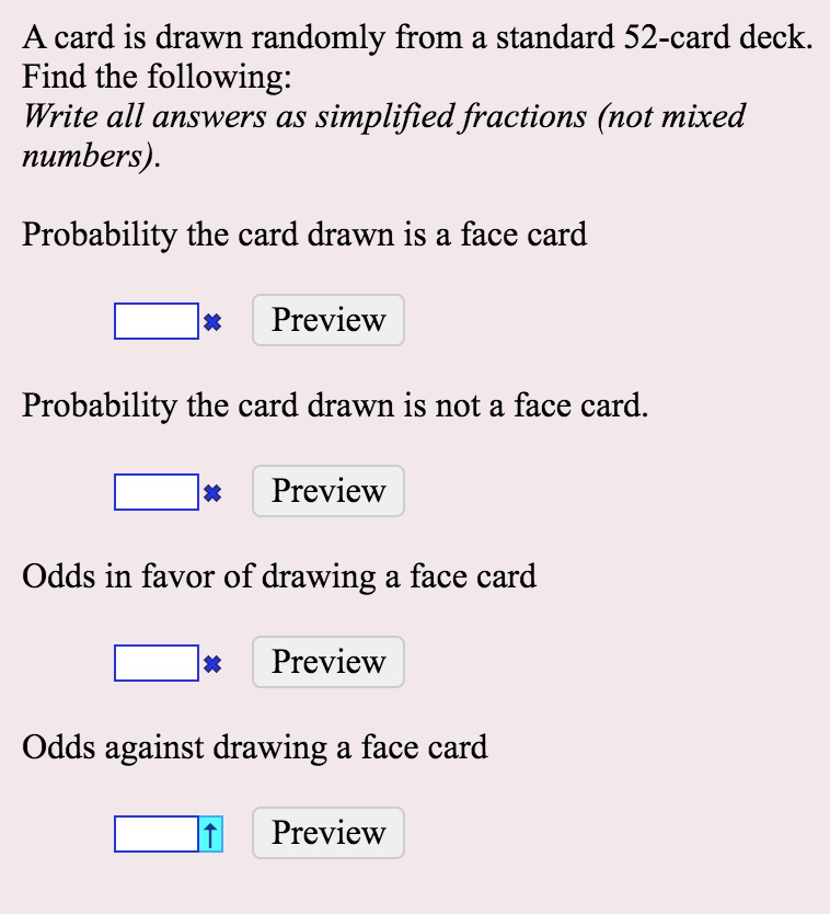 SOLVED A card is drawn randomly from a standard 52card deck Find the