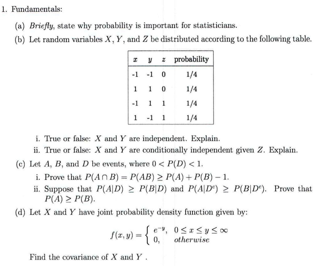 SOLVED: Text 1: Fundamentals: (a) Briefly State Why Probability Is ...