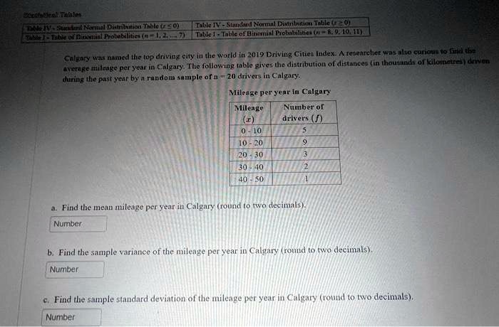 [GET ANSWER] Statistical Tables Table IV - Standard Normal Distribution ...